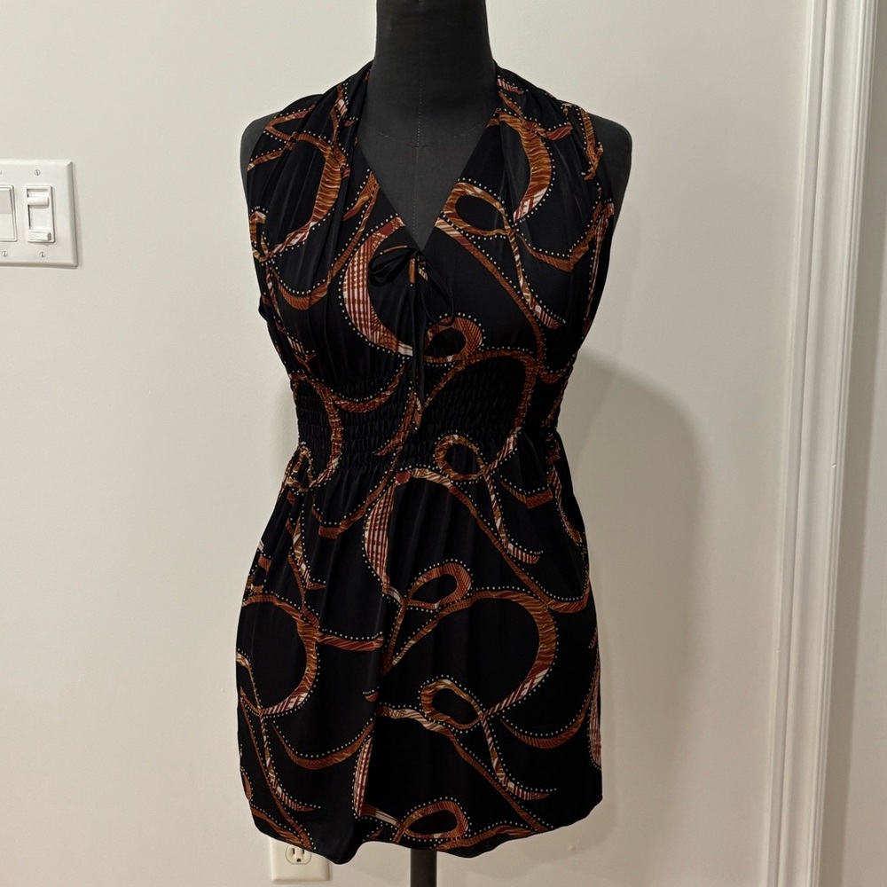 Stylish Black and Brown Halter Dress